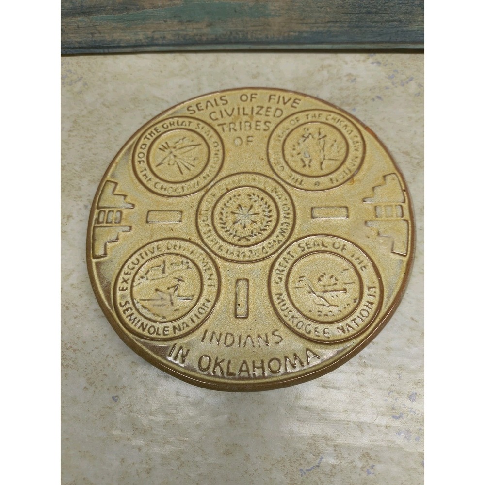 Frankoma Pottery Trivet Seals of Five Civilized Tribes of‎ Indians in Oklahoma